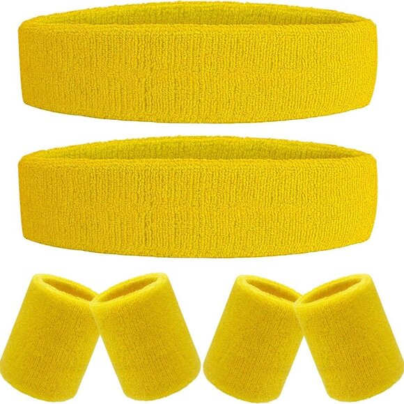 6 Pieces Sweatband Set Sports Headband Wristband Set, Moisture Wicking Athletic - Picture 1 of 8